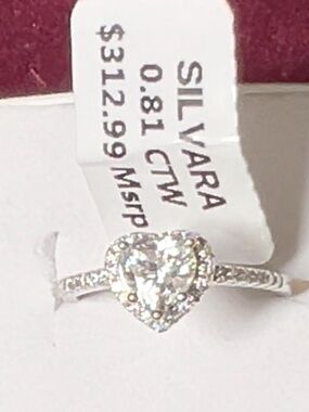 Exquisite Heart Halo Moisannite Ring in Solid Sterling Silver CTW 0.81